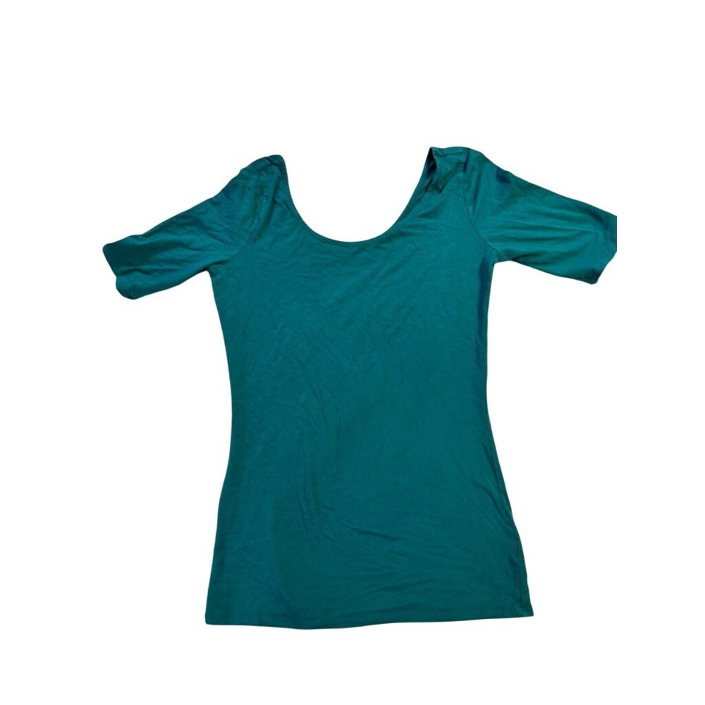 Decree Teal Green Scoop Neck Elbow Sleeve Pima Cotton Modal Top Womens Medium